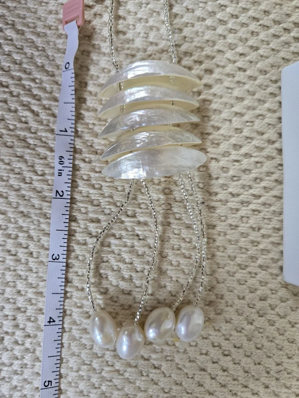 N-137-Mother Of Pearl Shell & Pearl Pendant Necklace-24